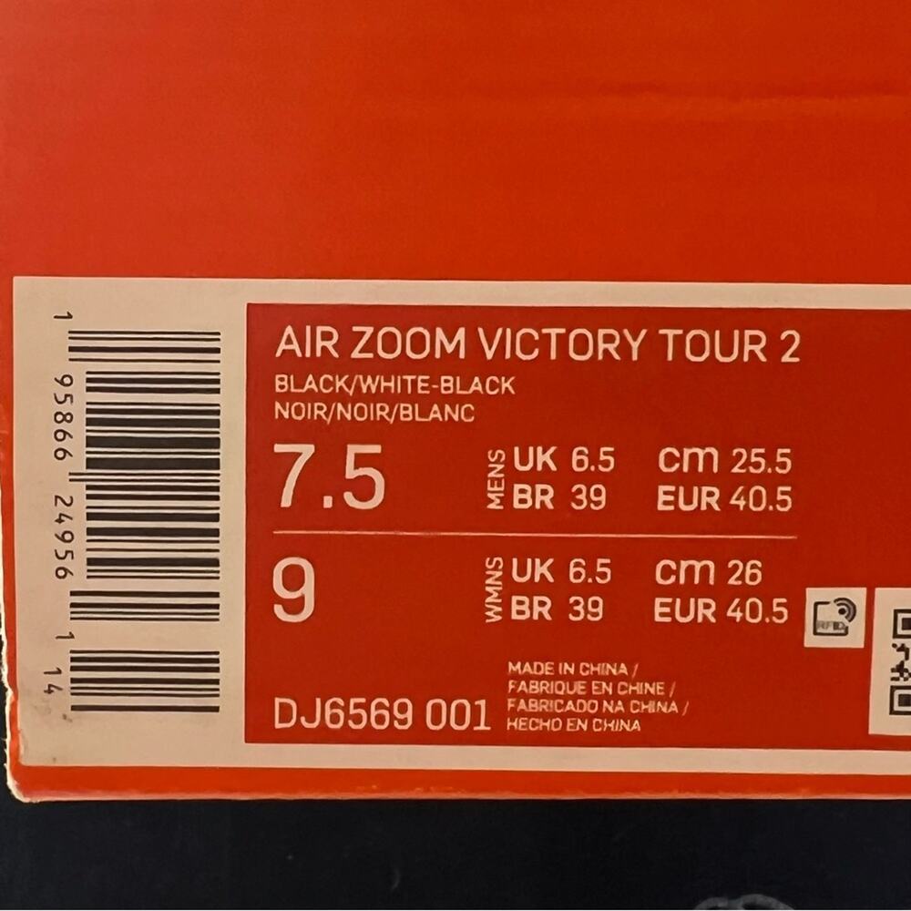 Nike Air Zoom Victory Tour 2 Golf Shoes Black White DJ6569-001 Mens 7.5/ Wmns 9 - Picture 7 of 10